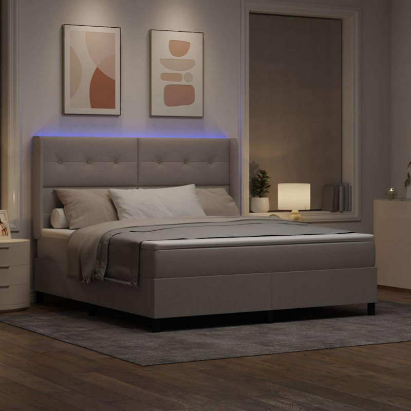 Łóżko z sprężyną LED Ciemnoszary 180 x 200 cm tkanina