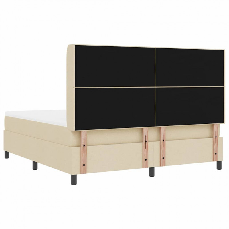 Łóżko z sprężyną LED z materacem Kremowy 180 x 200 cm tkanina