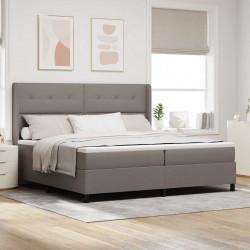 Łóżko z sprężyną LED Ciemnoszary 200 x 200 cm tkanina