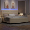 Łóżko z sprężyną LED z materacem Kremowy 200 x 200 cm tkanina