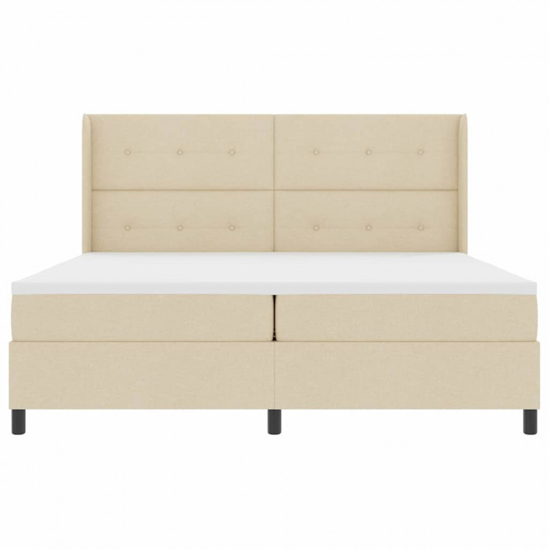Łóżko z sprężyną LED z materacem Kremowy 200 x 200 cm tkanina