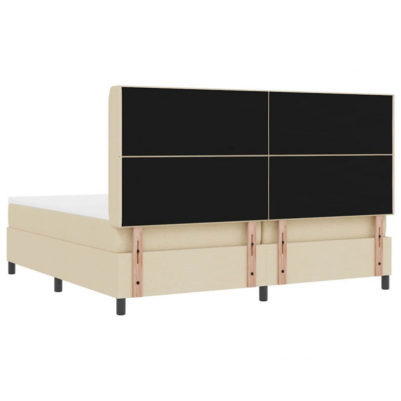 Łóżko z sprężyną LED z materacem Kremowy 200 x 200 cm tkanina
