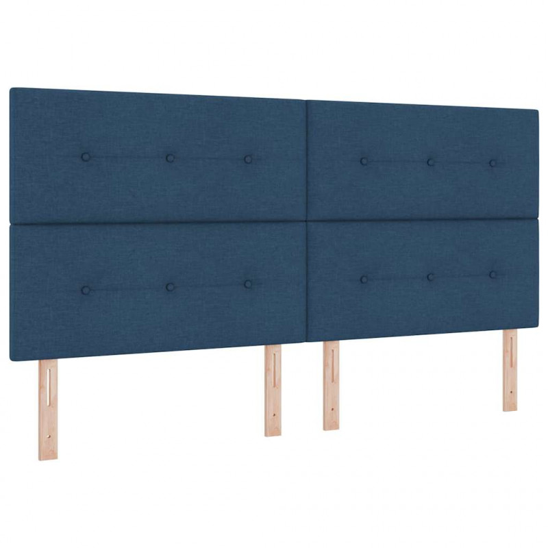 Łóżko z sprężyną LED z materacem Niebieski 200 x 200 cm tkanina
