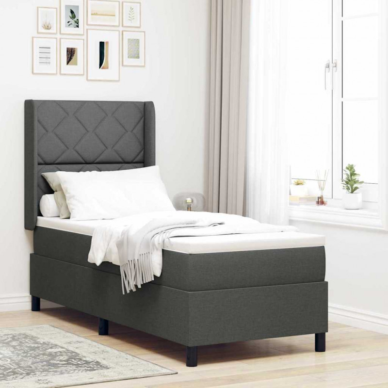 Łóżko z sprężyną LED Ciemnoszary 80 x 200 cm tkanina