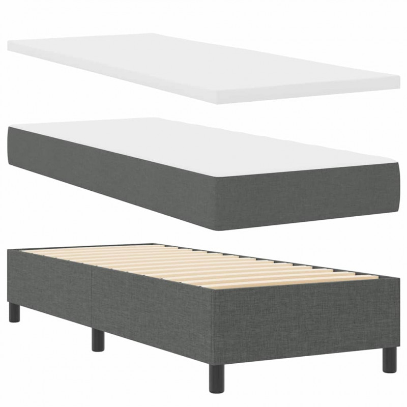Łóżko z sprężyną LED Ciemnoszary 80 x 200 cm tkanina