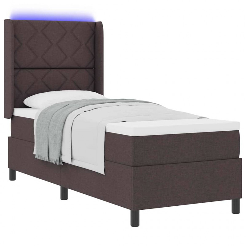 Łóżko z sprężyną LED Ciemny brąz 80 x 200 cm tkanina