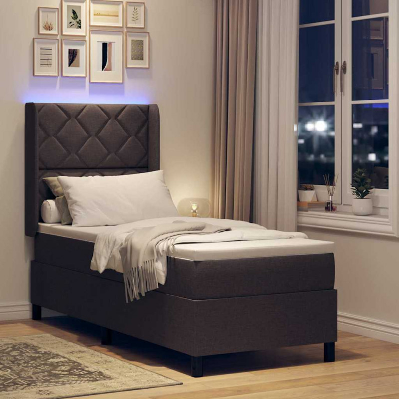 Łóżko z sprężyną LED Ciemny brąz 80 x 200 cm tkanina