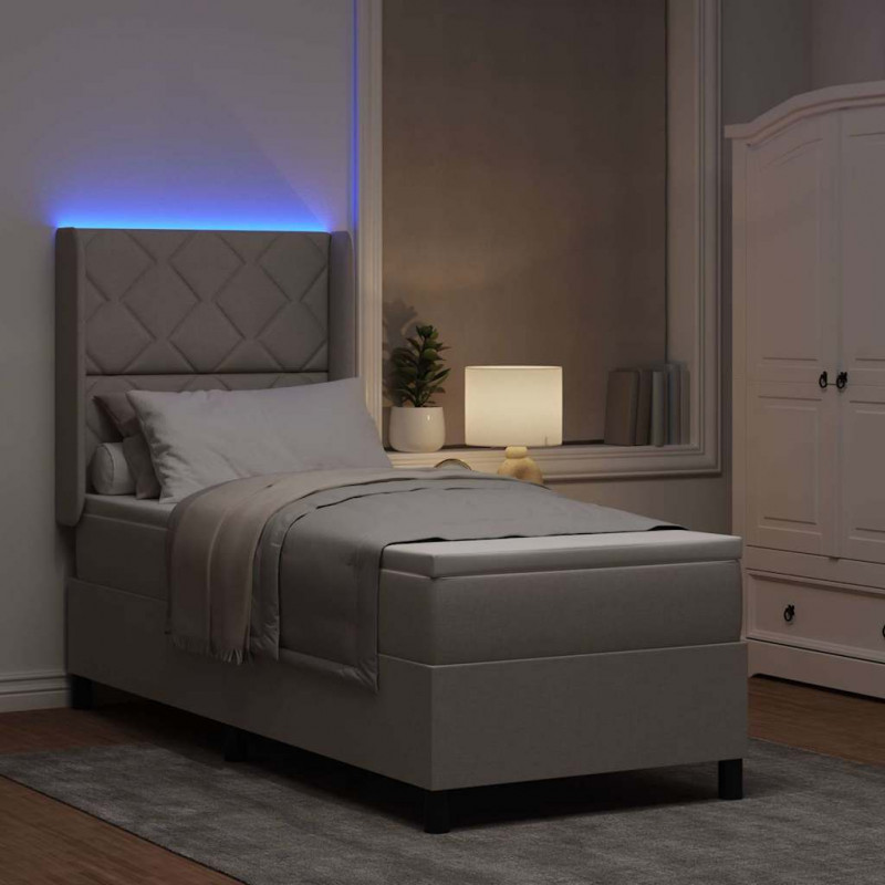 Łóżko z sprężyną LED Ciemnoszary 80 x 200 cm tkanina