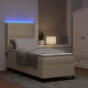 Łóżko z sprężyną LED z materacem Kremowy 80 x 200 cm tkanina