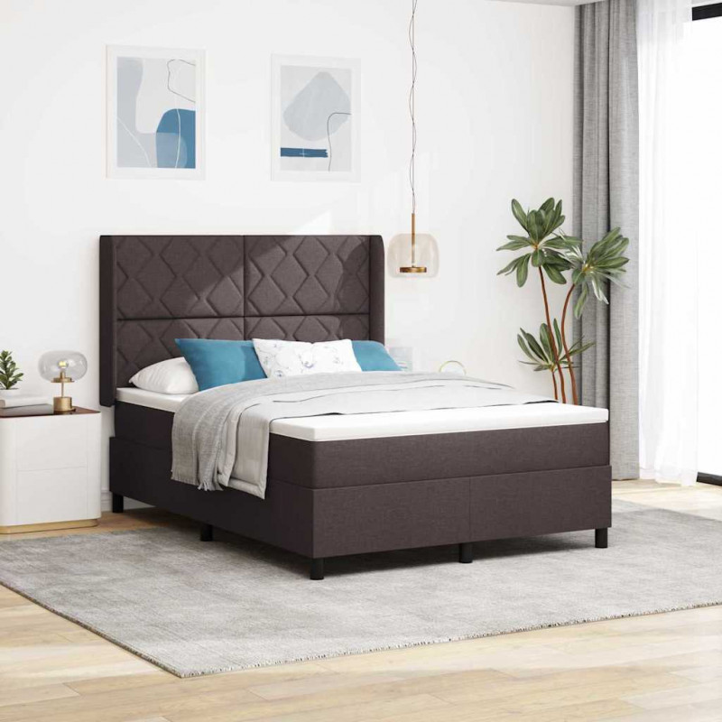 Łóżko z sprężyną LED Ciemny brąz 160 x 200 cm tkanina