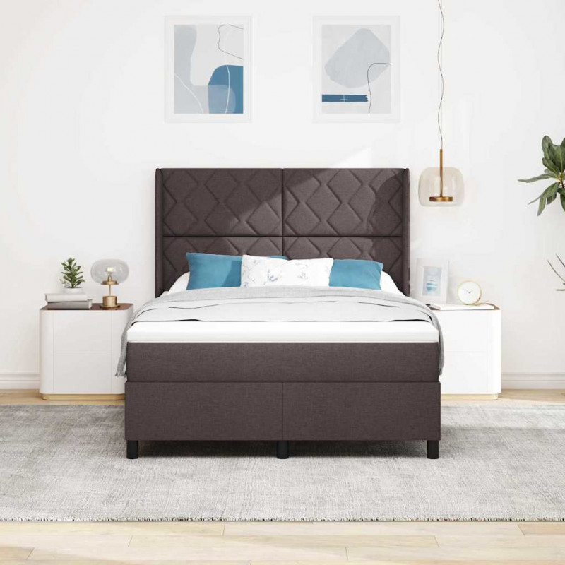 Łóżko z sprężyną LED Ciemny brąz 160 x 200 cm tkanina