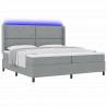 Łóżko z sprężyną LED Jasnoszary 200 x 200 cm tkanina
