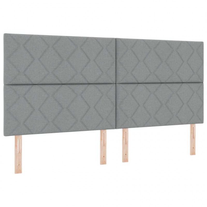 Łóżko z sprężyną LED Jasnoszary 200 x 200 cm tkanina