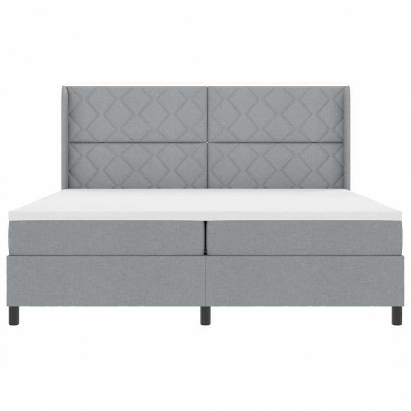 Łóżko z sprężyną LED Jasnoszary 200 x 200 cm tkanina