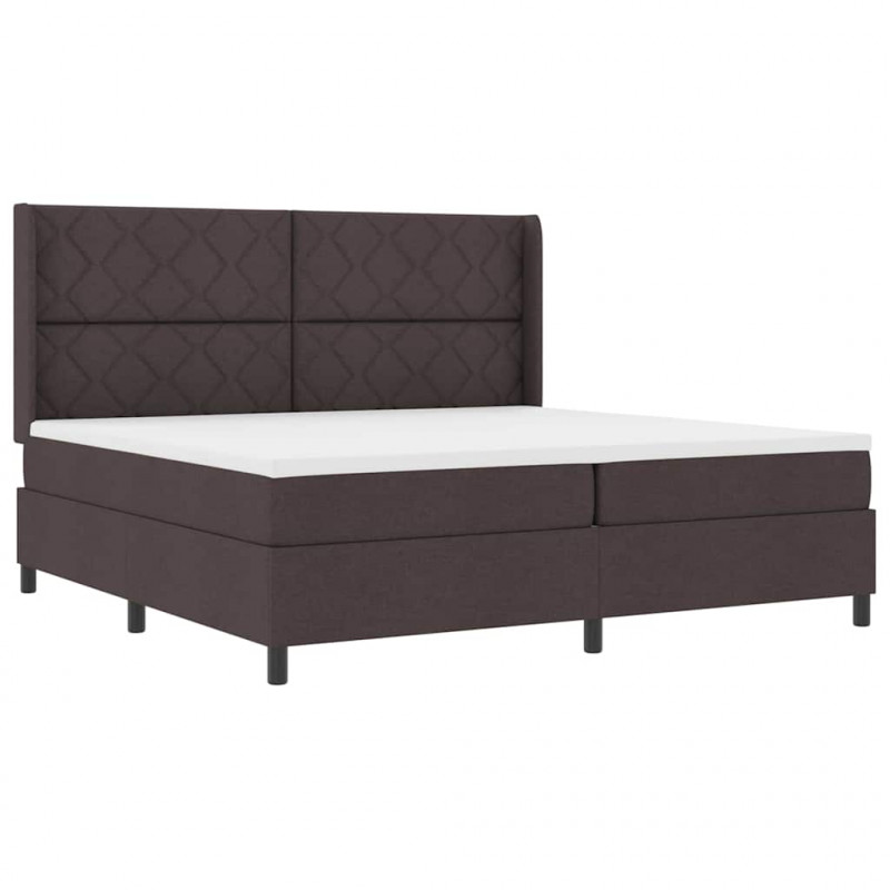 Łóżko z sprężyną LED Ciemny brąz 200 x 200 cm tkanina