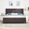 Łóżko z sprężyną LED Ciemny brąz 200 x 200 cm tkanina