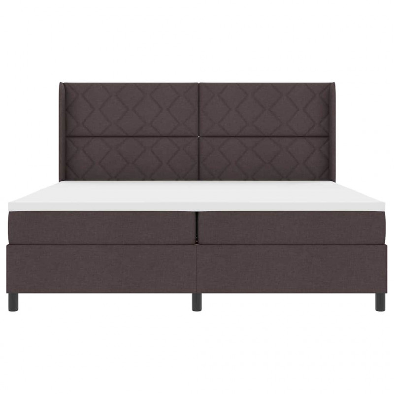 Łóżko z sprężyną LED Ciemny brąz 200 x 200 cm tkanina