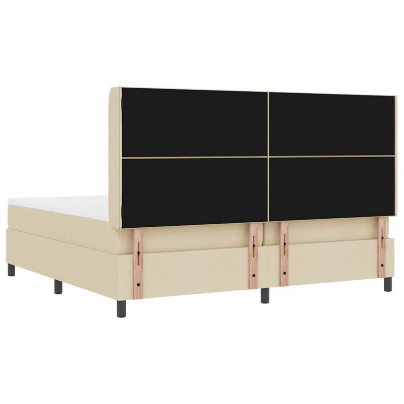 Łóżko z sprężyną LED z materacem Kremowy 200 x 200 cm tkanina