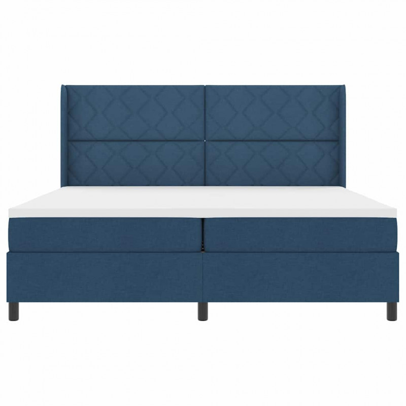 Łóżko z sprężyną LED z materacem Niebieski 200 x 200 cm tkanina