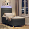 Łóżko sprężynowe z materacem z LED Szary 80 x 200 cm tkanina