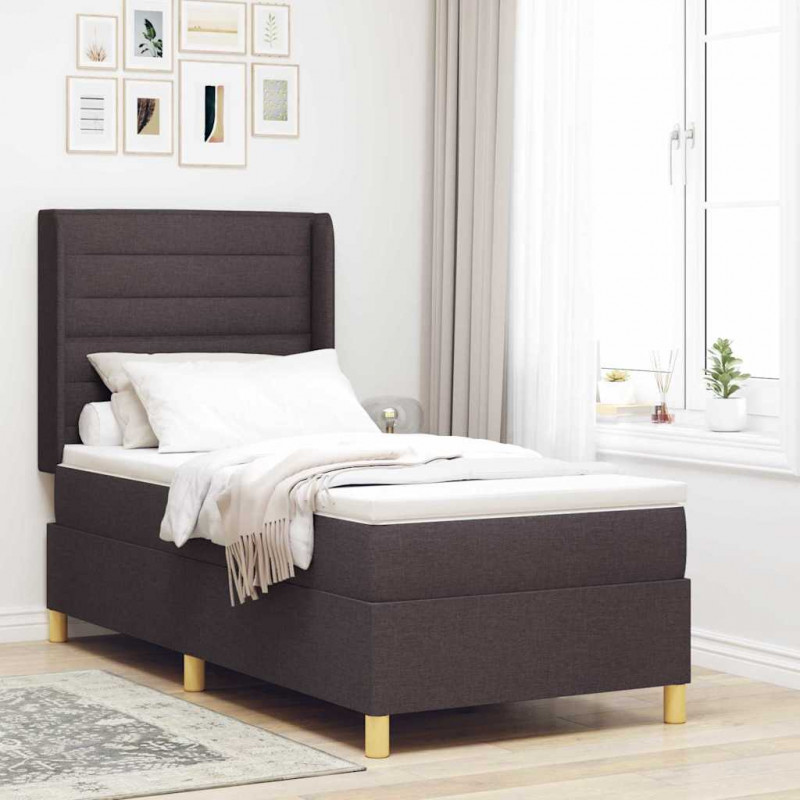 Łóżko sprężynowe z materacem z LED Brązowy 80 x 200 cm tkanina