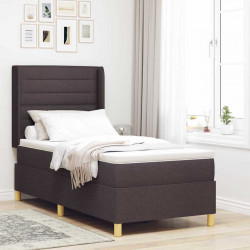Łóżko sprężynowe z materacem z LED Brązowy 90 x 190 cm tkanina