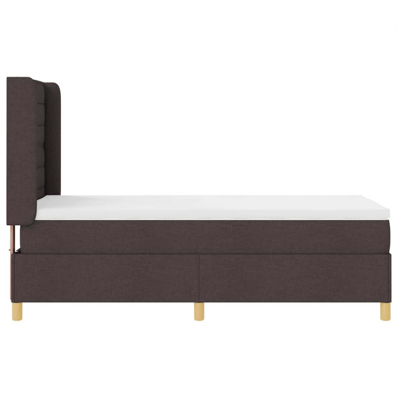 Łóżko sprężynowe z materacem z LED Brązowy 90 x 190 cm tkanina