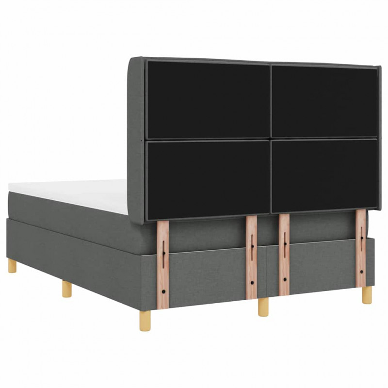 Łóżko sprężynowe z materacem z LED Szary 140 x 190 cm tkanina