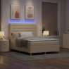 Łóżko sprężynowe z materacem z LED Kremowy 140 x 190 cm tkanina