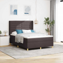 Łóżko sprężynowe z materacem z LED Brązowy 140 x 200 cm tkanina