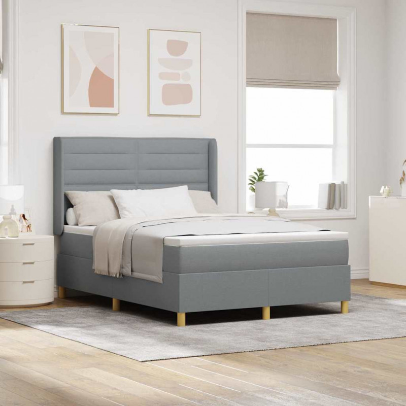 Łóżko sprężynowe z materacem Jasnoszary 160 x 200 cm tkanina