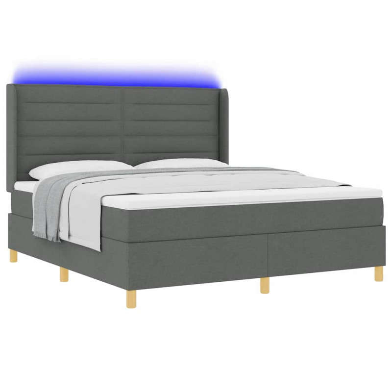 Łóżko sprężynowe z materacem z LED Szary 180 x 200 cm tkanina