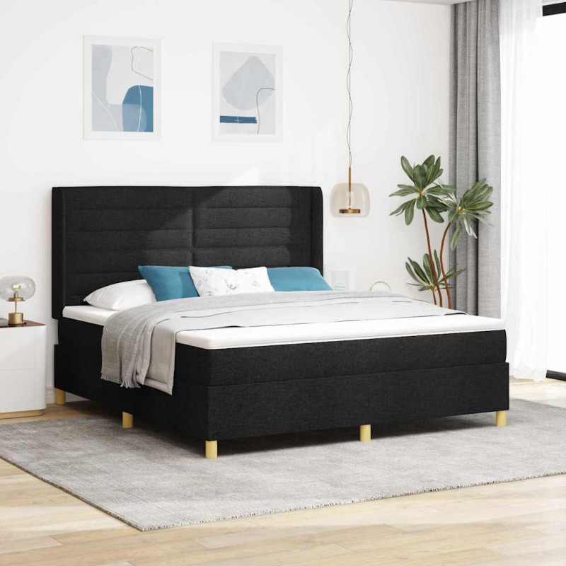Łóżko sprężynowe z materacem z LED Czarny 180 x 200 cm tkanina
