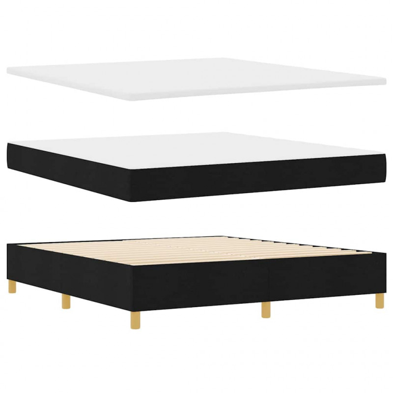 Łóżko sprężynowe z materacem z LED Czarny 180 x 200 cm tkanina