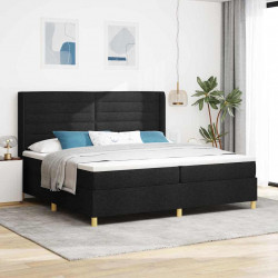 Łóżko sprężynowe z materacem z LED Czarny 200 x 200 cm tkanina