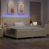 Łóżko sprężynowe z materacem z LED Kremowy 200 x 200 cm tkanina