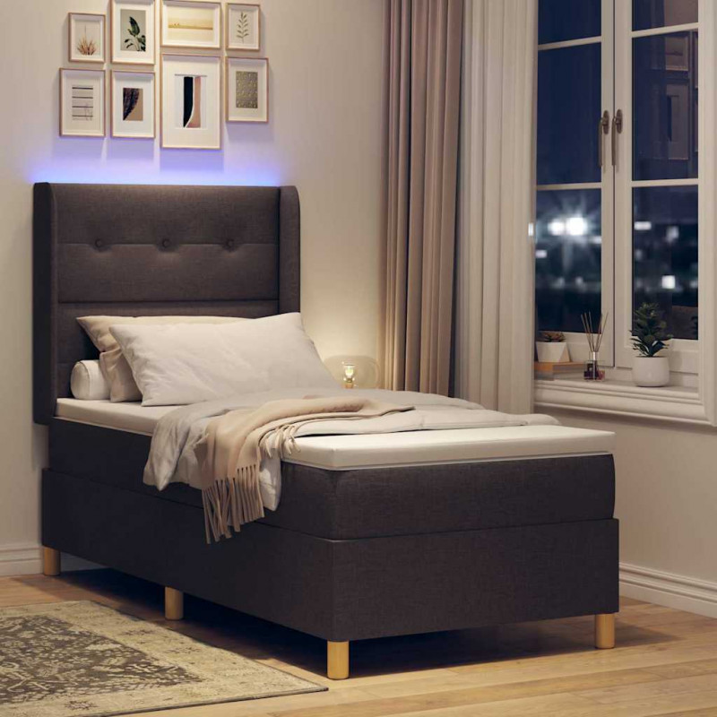 Łóżko sprężynowe z materacem z LED Brązowy 80 x 200 cm tkanina