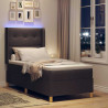 Łóżko sprężynowe z materacem z LED Brązowy 90 x 190 cm tkanina
