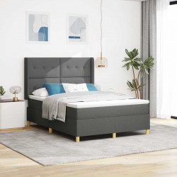 Łóżko sprężynowe z materacem z LED Szary 140 x 190 cm tkanina