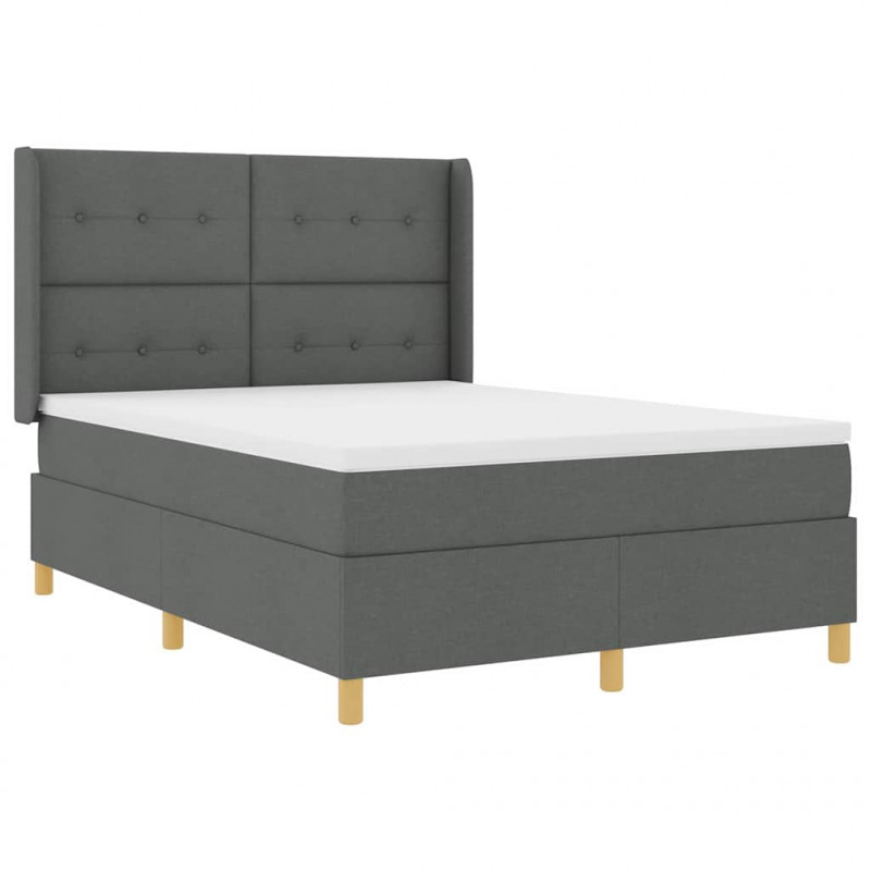 Łóżko sprężynowe z materacem z LED Szary 140 x 190 cm tkanina