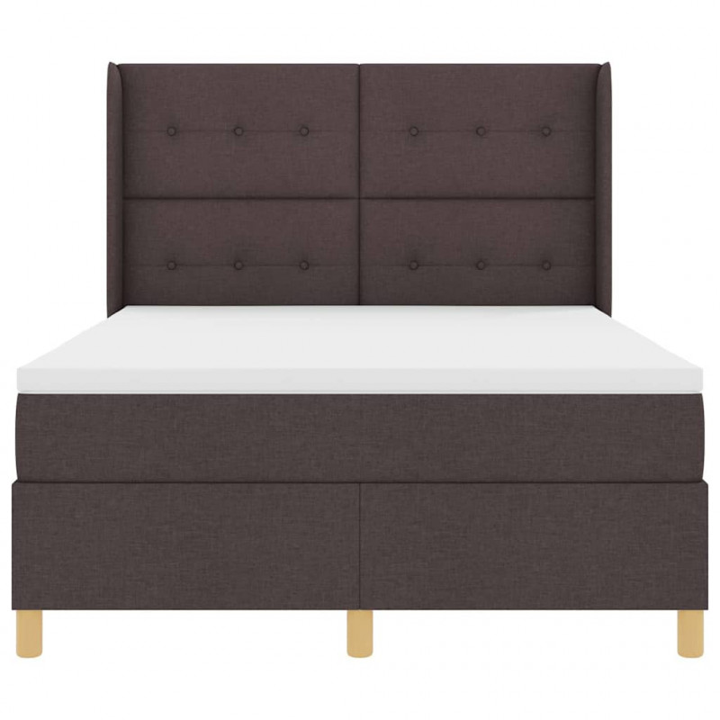 Łóżko sprężynowe z materacem z LED Brązowy 140 x 190 cm tkanina