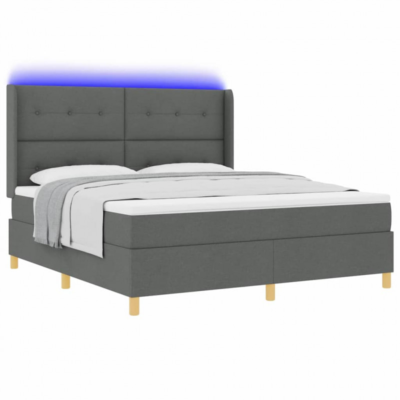 Łóżko sprężynowe z materacem z LED Szary 180 x 200 cm tkanina