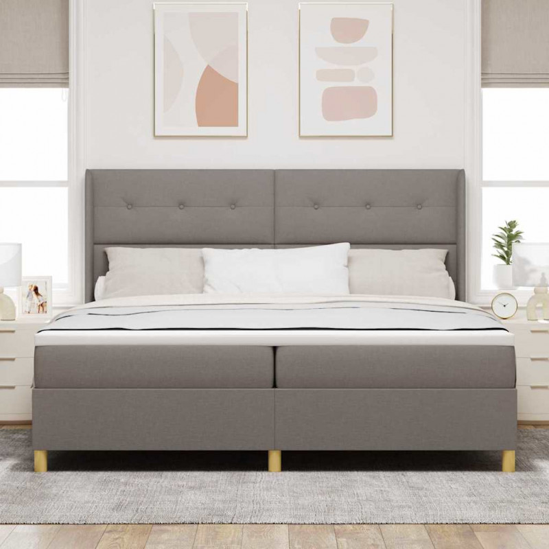 Łóżko sprężynowe z materacem Ciemnoszary 200 x 200 cm tkanina
