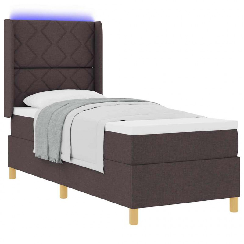 Łóżko sprężynowe z materacem z LED Brązowy 80 x 200 cm tkanina