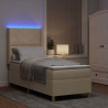 Łóżko sprężynowe z materacem z LED Kremowy 80 x 200 cm tkanina