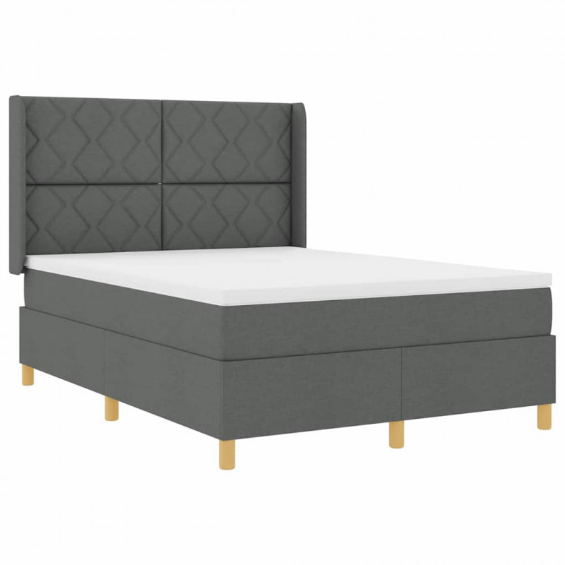 Łóżko sprężynowe z materacem z LED Szary 160 x 200 cm tkanina