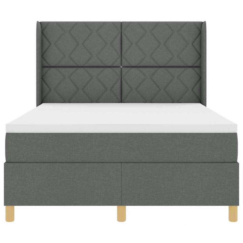Łóżko sprężynowe z materacem z LED Szary 160 x 200 cm tkanina