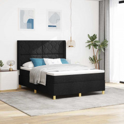 Łóżko sprężynowe z materacem z LED Czarny 160 x 200 cm tkanina