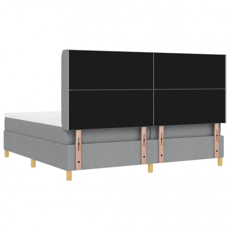 Łóżko sprężynowe z materacem Jasnoszary 200 x 200 cm tkanina