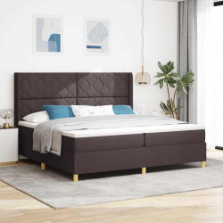 Łóżko sprężynowe z materacem z LED Brązowy 200 x 200 cm tkanina